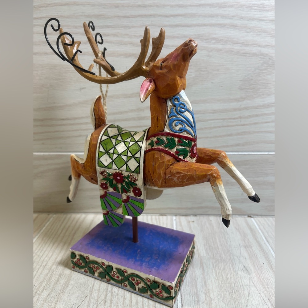 2004 Jim Shore Heartwood Creek Dash Away Reindeer Green Blanket 118111 w/ Box - Picture 5 of 14